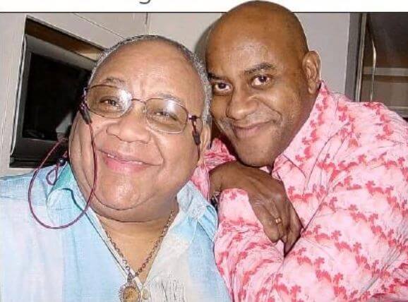 Peppy Strudwick's son, Ainsley Harriott with his father, Chester Harriott.